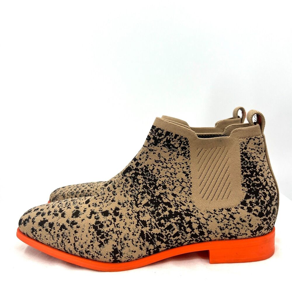 VIVAIA Knit Chelsea Ankle Boots Snakeskin Print Orange Sole EU 41.5 US 10 - Picture 4 of 10